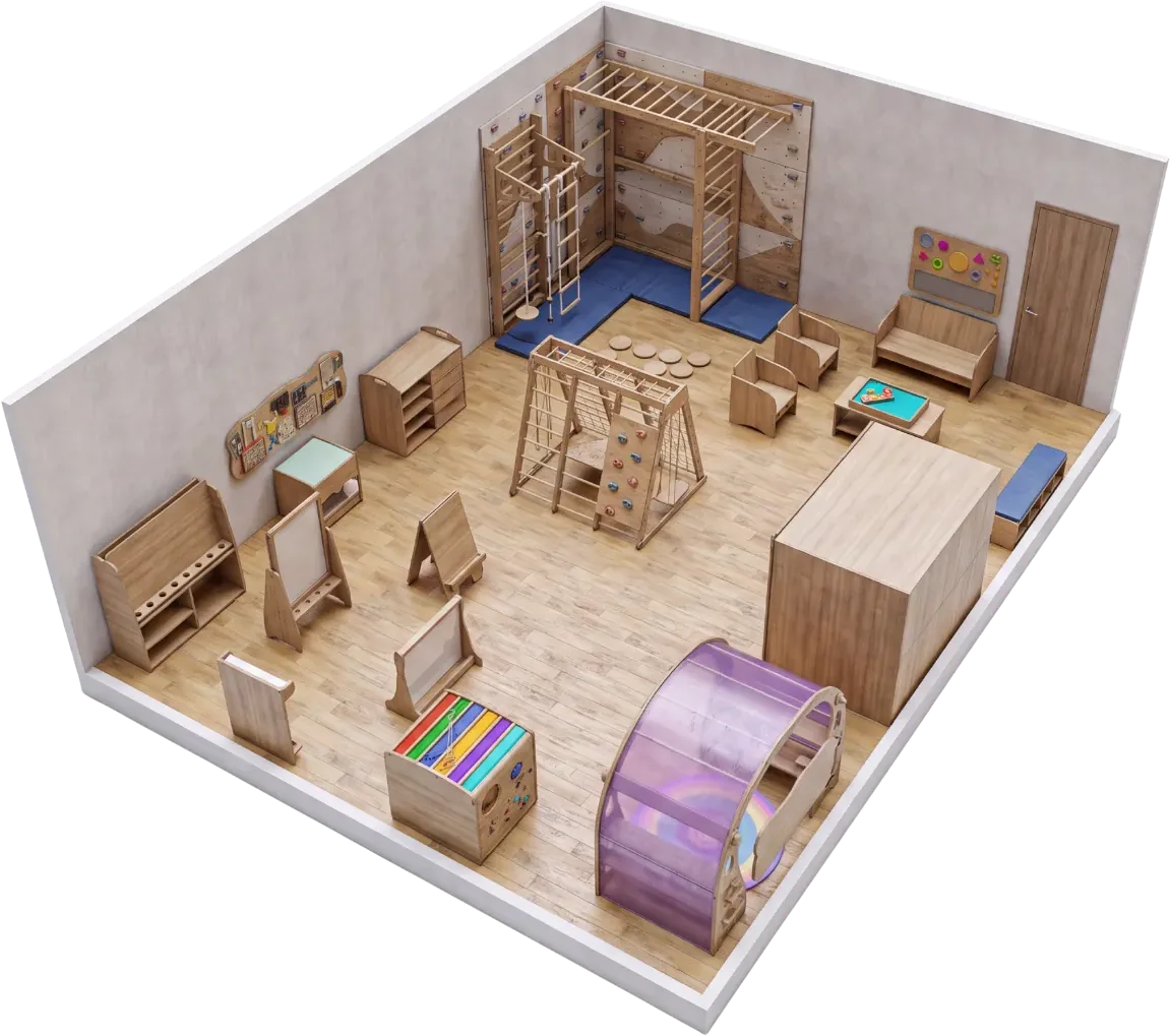 Estudo 3D de sala sensorial, vista 2